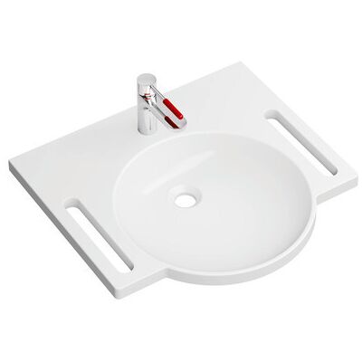 Ensemble lavabo en minéral de fonderie - Rond, Sable, Sans trop-plein - Publicité Ensemble lavabo en minéral de fonderie - Rond, Sable, Sans trop-plein - Publicité