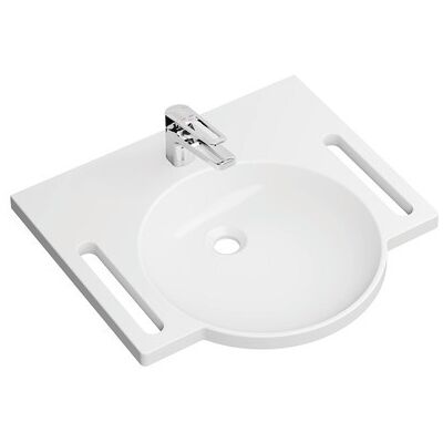 Ensemble Lavabo en Fonte Minérale Blanc avec Mitigeur et Fixation Murale - Publicité Ensemble Lavabo en Fonte Minérale Blanc avec Mitigeur et Fixation Murale - Publicité