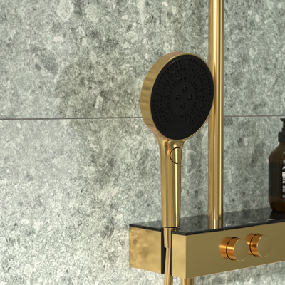 Ideal Standard Idealrain Solos Brushed Gold - Douchette - Publicité Ideal Standard Idealrain Solos Brushed Gold - Douchette - Publicité