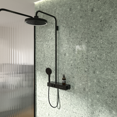 Système de douche Ideal Standard A7883XG avec anneau LED noir en soie - Publicité Système de douche Ideal Standard A7883XG avec anneau LED noir en soie - Publicité