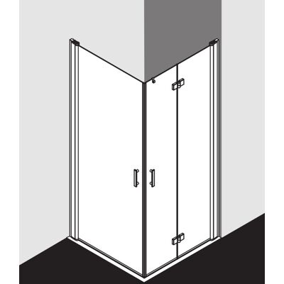 Porte d'angle Diga de Kermi, demi-partie avec porte battante, verre clair, argent brillant - Douche - Publicité Porte d'angle Diga de Kermi, demi-partie avec porte battante, verre clair, argent brillant - Douche - Publicité