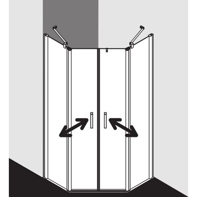 Cabine de Douche Pentagonale Kermi Pega - Verre de Sécurité, Argent Brillant, 100x100x185cm - Publicité Cabine de Douche Pentagonale Kermi Pega - Verre de Sécurité, Argent Brillant, 100x100x185cm - Publicité