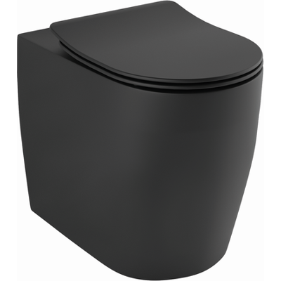 Cuvette de toilette à poser Kludi RESA R à chasse d'eau en spirale 23WCB0439 55 cm, vidage universel, noir mat - Publicité Cuvette de toilette à poser Kludi RESA R à chasse d'eau en spirale 23WCB0439 55 cm, vidage universel, noir mat - Publicité
