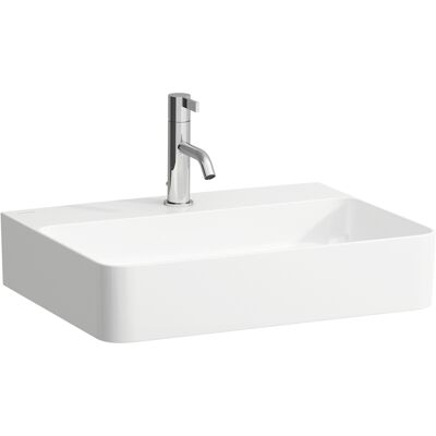 Lavabo mural en céramique saphir avec un trou pour robinet - Publicité Lavabo mural en céramique saphir avec un trou pour robinet - Publicité