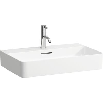 Lavabo sur plan blanc 650x420 avec 3 trous & trop-plein - Publicité Lavabo sur plan blanc 650x420 avec 3 trous & trop-plein - Publicité