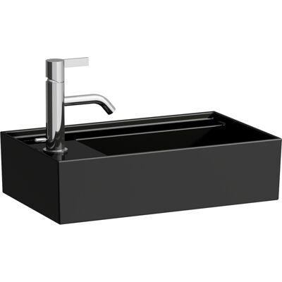 Lavabo LAUFEN Kartell à commande manuelle - Robinet à gauche, Murale, Noir brillant - Publicité Lavabo LAUFEN Kartell à commande manuelle - Robinet à gauche, Murale, Noir brillant - Publicité