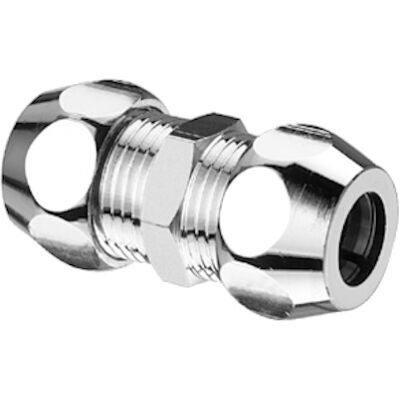 Schell Modèle 064380699 Raccord double pour tuyaux en cuivre - Chrome - Publicité Schell Modèle 064380699 Raccord double pour tuyaux en cuivre - Chrome - Publicité