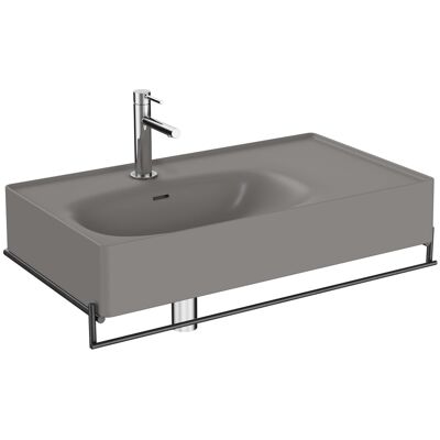 Ensemble lavabo asymétrique Vitra Equal 80 cm, Perçage central, Porte-serviettes - Publicité Ensemble lavabo asymétrique Vitra Equal 80 cm, Perçage central, Porte-serviettes - Publicité