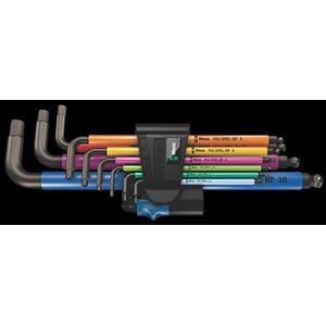 Wera Jeu de clés coudées Wera 05022210001 950/9 Hex-Plus Multicolour HF1, métrique, BlackLaser, avec fonction de maintien, 9 pièces