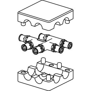 Raccord en croix Uponor S-Press Plus HK 1070691 20 x 16 x 16 mm, avec boîte isolante - Publicité Raccord en croix Uponor S-Press Plus HK 1070691 20 x 16 x 16 mm, avec boîte isolante - Publicité