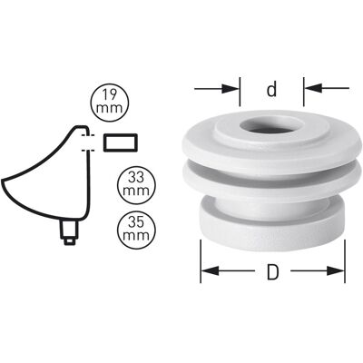 ASW Stedo connecteur d'urinoir 110105 Ø 33-35 mm, tube 19 mm, gris, pour montage encastré, en vrac - Publicité ASW Stedo connecteur d'urinoir 110105 Ø 33-35 mm, tube 19 mm, gris, pour montage encastré, en vrac - Publicité