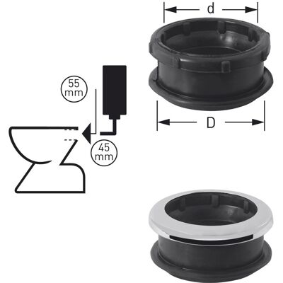 Raccord WC ASW Stedo - Diamètre 55mm - Noir - Publicité Raccord WC ASW Stedo - Diamètre 55mm - Noir - Publicité
