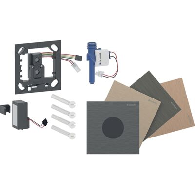 Commande d'urinoir Geberit Type 40 004800003, à déclenchement électronique, alimentée par piles, ronde, galvanisée et peinte - Publicité Commande d'urinoir Geberit Type 40 004800003, à déclenchement électronique, alimentée par piles, ronde, galvanisée et peinte - Publicité