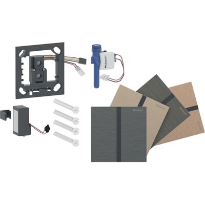 Commande d'urinoir Geberit Type 40 004801003, à déclenchement électronique, alimentée par piles, carrée, galvanisée et peinte - Publicité Commande d'urinoir Geberit Type 40 004801003, à déclenchement électronique, alimentée par piles, carrée, galvanisée et peinte - Publicité