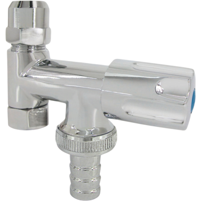 Robinet d'arrêt double 1/2" AquaCraft YRBA61001000124 avec clapet anti-retour, tuyau en plastique, poignée confort, chromé - Publicité Robinet d'arrêt double 1/2" AquaCraft YRBA61001000124 avec clapet anti-retour, tuyau en plastique, poignée confort, chromé - Publicité
