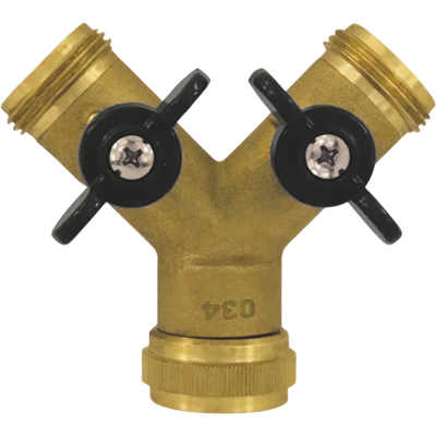 Distributeur 2 voies AquaCraft 1001000146 2 vannes à boisseau sphérique 1" mâle x 3/4" femelle, laiton - Publicité Distributeur 2 voies AquaCraft 1001000146 2 vannes à boisseau sphérique 1" mâle x 3/4" femelle, laiton - Publicité