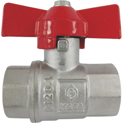 Vanne à boisseau sphérique AquaCraft 1/2 pouce filetage femelle/femelle 1001000125 avec poignée papillon rouge, laiton, DIN 50930-6 - Publicité Vanne à boisseau sphérique AquaCraft 1/2 pouce filetage femelle/femelle 1001000125 avec poignée papillon rouge, laiton, DIN 50930-6 - Publicité