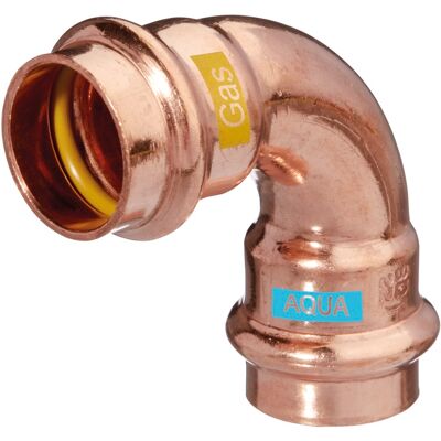 Schmidt, Hermann Coude en V HS AQUAGAS 35 x 35 mm 452003535 Cuivre, 90 degrés, I/I, à sertir, pour gaz et eau - Publicité Schmidt, Hermann Coude en V HS AQUAGAS 35 x 35 mm 452003535 Cuivre, 90 degrés, I/I, à sertir, pour gaz et eau - Publicité