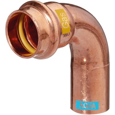 Schmidt, Hermann Coude en V HS AQUAGAS 22 x 22 mm 452102222 Cuivre, 90 degrés, A/I, serti, pour gaz et eau - Publicité Schmidt, Hermann Coude en V HS AQUAGAS 22 x 22 mm 452102222 Cuivre, 90 degrés, A/I, serti, pour gaz et eau - Publicité