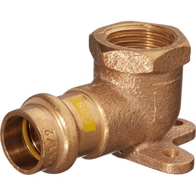 Schmidt, Hermann Équerre murale HS AQUAGAS V 15 mm x 1/2 pouce 4534015012 90 degrés, cuivre pressé, filetage femelle, laiton - Publicité Schmidt, Hermann Équerre murale HS AQUAGAS V 15 mm x 1/2 pouce 4534015012 90 degrés, cuivre pressé, filetage femelle, laiton - Publicité