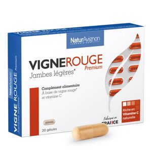Vigne Rouge Premium - Tonique Veineux - Circulation Sanguine - Complément Alimentaire - Boîte de 20 gélules - Fabrication Française - NaturAvignon - Publicité