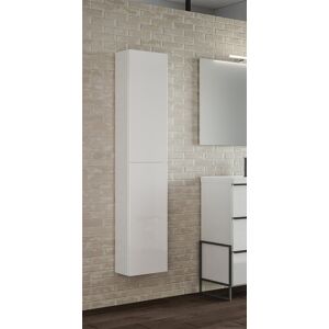 Venetacasa Colonne de salle de bain suspendue avec 2 portes et étagères 30x160H cm blanc brillant