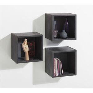 Venetacasa Set de 3 meubles hauts cubiques modernes 35x35H cm noir portland