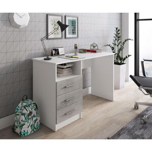 Venetacasa Bureau avec tiroirs 120 cm couleur frêne blanc et béton