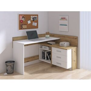 Venetacasa Bureau d'angle avec tiroirs 130 cm couleur artisanale et blanc mat