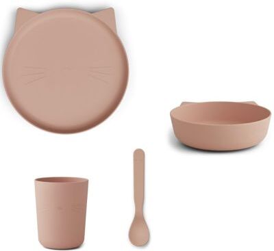 Liewood Coffret repas biodégradable Paul chat rose (4 pièces)