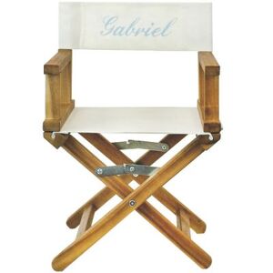 ANVIE Fauteuil metteur en scene bleu clair pieds bois (personnalisable)