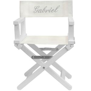 ANVIE Fauteuil metteur en scene gris pieds blancs (personnalisable)