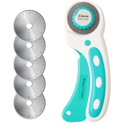 OEM Cutter Rotatif Couture 45mm, Kit De Couteau Roulette Couture Avec 5 Lame De Rechange Et Découpe Précise Mécanisme De Protection, Couteau Rotatif Pour Papier, Tissu, Cuir, Scrapbooking-dou - Publicité OEM Cutter Rotatif Couture 45mm, Kit De Couteau Roulette Couture Avec 5 Lame De Rechange Et Découpe Précise Mécanisme De Protection, Couteau Rotatif Pour Papier, Tissu, Cuir, Scrapbooking-dou - Publicité