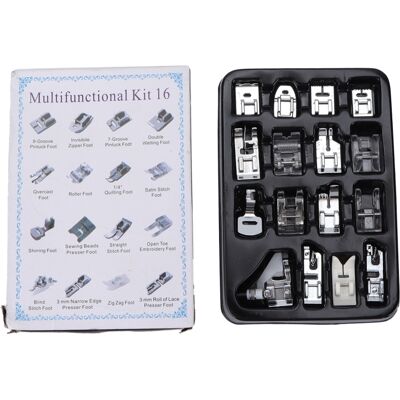 OEM Kit De 16 Pieds-de-biche Pour Machine À Coudre, Accessoires De Couture Multifonctionnels Et Durables - Publicité OEM Kit De 16 Pieds-de-biche Pour Machine À Coudre, Accessoires De Couture Multifonctionnels Et Durables - Publicité