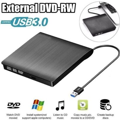 Cellfast Lecteur Graveur Dvd Cd Externe Usb 3.0 Ultra Slim Portable - Noir - Plug And Play - Haute Vitesse - Publicité Cellfast Lecteur Graveur Dvd Cd Externe Usb 3.0 Ultra Slim Portable - Noir - Plug And Play - Haute Vitesse - Publicité