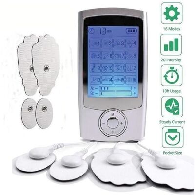 SANS MARQUE Électrostimulateur Tens Rechargeable Antidouleur Stimulateur Musculaire Avec 16 Modes, 4 Électrodes Pour Massage Tension Musculaire - Publicité SANS MARQUE Électrostimulateur Tens Rechargeable Antidouleur Stimulateur Musculaire Avec 16 Modes, 4 Électrodes Pour Massage Tension Musculaire - Publicité