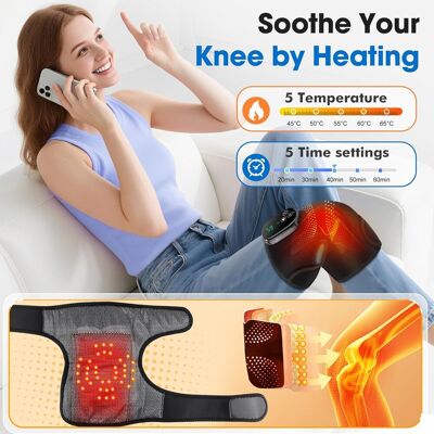 SANS MARQUE Genouillère Chauffante Sans Fil, Genouillère À Lumière Rouge Avec Contrôle Tactile, Coudière Portable À 5 Niveaux De Chaleur, 3 Modes De Massage, Minuterie, Batterie Intégrée 5000mah Et 4 Moteurs - Publicité SANS MARQUE Genouillère Chauffante Sans Fil, Genouillère À Lumière Rouge Avec Contrôle Tactile, Coudière Portable À 5 Niveaux De Chaleur, 3 Modes De Massage, Minuterie, Batterie Intégrée 5000mah Et 4 Moteurs - Publicité