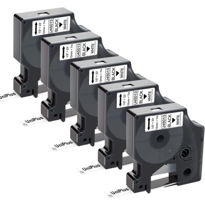 OEM 5 Rubans Étiqueteuse Dymo D1 45013 Noir Sur Blanc - 12mm X 7m - Compatible Labelmanager 100, 150, 160, 200...-dou - Publicité OEM 5 Rubans Étiqueteuse Dymo D1 45013 Noir Sur Blanc - 12mm X 7m - Compatible Labelmanager 100, 150, 160, 200...-dou - Publicité
