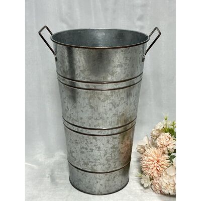 VEXXOL Pot De Fleurs En Fer Galvanisé, Pot De Fleurs En Fer Étanche, Composition Florale Vintage - Publicité VEXXOL Pot De Fleurs En Fer Galvanisé, Pot De Fleurs En Fer Étanche, Composition Florale Vintage - Publicité