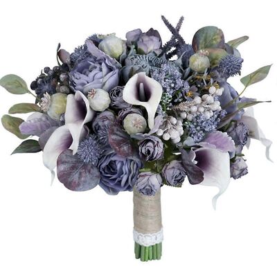 ALLAUVE Bouquet De Fleurs Artificielles, Simulation Violette Et Grise, Composition Florale De Mariage - Publicité ALLAUVE Bouquet De Fleurs Artificielles, Simulation Violette Et Grise, Composition Florale De Mariage - Publicité