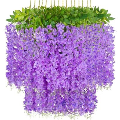 VEXXOL 12 Pièces Artificielle Fleurs Faux Wisteria Vigne Glycine Fausse Fleur Artificielles Faux Plantes Suspendues Plastique Pour La Décoration De Mariage Domicile Fete Bureau Hôtel Rebord De Fenêtre Purple - Publicité VEXXOL 12 Pièces Artificielle Fleurs Faux Wisteria Vigne Glycine Fausse Fleur Artificielles Faux Plantes Suspendues Plastique Pour La Décoration De Mariage Domicile Fete Bureau Hôtel Rebord De Fenêtre Purple - Publicité