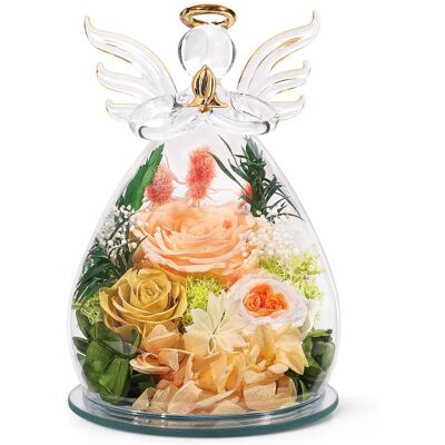 OEM Ornement En Verre Ange Rose Éternelle Coffret Cadeau Vraies Fleurs Jaune - Publicité OEM Ornement En Verre Ange Rose Éternelle Coffret Cadeau Vraies Fleurs Jaune - Publicité