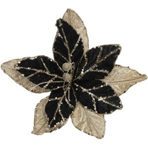 ATMOSPHERA Déco De Noël Fleur De Poinsettia Velours Noir Et Or Pailleté 25 X 25 Cm - Feeric Christmas - Publicité ATMOSPHERA Déco De Noël Fleur De Poinsettia Velours Noir Et Or Pailleté 25 X 25 Cm - Feeric Christmas - Publicité