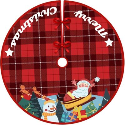 FOGSHIELD Jupe De Sapin De Noël Rustique À Carreaux De Buffle, Tapis De Jupe De Sapin De Noël Avec Motif Père Noël, Bonhomme De Neige Et Cerf Pour Décorations De Fêtes, Intérieur Et Extérieur (35 Pouces) - Publicité FOGSHIELD Jupe De Sapin De Noël Rustique À Carreaux De Buffle, Tapis De Jupe De Sapin De Noël Avec Motif Père Noël, Bonhomme De Neige Et Cerf Pour Décorations De Fêtes, Intérieur Et Extérieur (35 Pouces) - Publicité