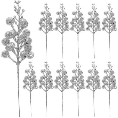 FATRD 12 Tiges De Baies Pailletées Pour Noël, Fausses Décorations De Noël, Bâtonnets Pailletés, Cadeaux De Fête De Noël-19x5x5cm-silver - Publicité FATRD 12 Tiges De Baies Pailletées Pour Noël, Fausses Décorations De Noël, Bâtonnets Pailletés, Cadeaux De Fête De Noël-19x5x5cm-silver - Publicité