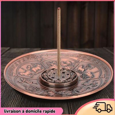 OEM Brûleurs D'Encens - Dilwe - Plaque D'Encens En Cuivre Rouge - 9 Trous - Motif Dragon - Intérieur - Publicité OEM Brûleurs D'Encens - Dilwe - Plaque D'Encens En Cuivre Rouge - 9 Trous - Motif Dragon - Intérieur - Publicité