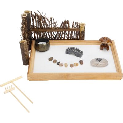LBVIE Plateau En Bambou Pour Jardin Zen, Râteau À Sable Blanc, Outils, Kit De Jardin De Sable Zen, Décoration, Ornement - Publicité LBVIE Plateau En Bambou Pour Jardin Zen, Râteau À Sable Blanc, Outils, Kit De Jardin De Sable Zen, Décoration, Ornement - Publicité