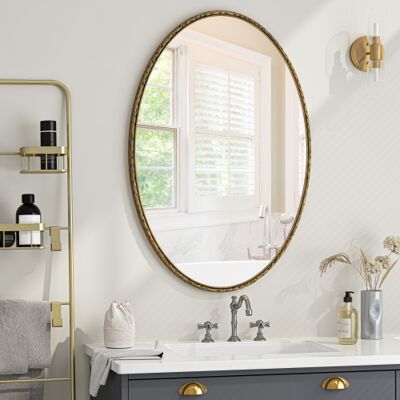 OEM Miroir Mural Ovale En Fer Artistique Vieilli Effet Antique – Décor Rétro Élégant Pour Salle De Bain, Chambre À Coucher Et Salon – Finition Dorée - Publicité OEM Miroir Mural Ovale En Fer Artistique Vieilli Effet Antique – Décor Rétro Élégant Pour Salle De Bain, Chambre À Coucher Et Salon – Finition Dorée - Publicité