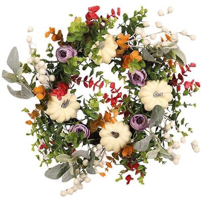 ALLAUVE Couronne De Citrouilles Blanches Artificielles, Guirlande Décorative Pour Noël, Halloween, L'Automne Et Thanksgiving, Style Champêtre, À Suspendre Au Mur Ou À Accrocher À Une Fenêtre. Publicité ALLAUVE Couronne De Citrouilles Blanches Artificielles, Guirlande Décorative Pour Noël, Halloween, L'Automne Et Thanksgiving, Style Champêtre, À Suspendre Au Mur Ou À Accrocher À Une Fenêtre. Publicité