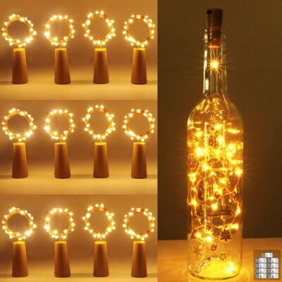 XISRENS Lot De 12 Guirlandes Lumineuses Pour Bouteilles, 20 Led, 2 M, Blanc Chaud, Fil De Cuivre Pour Bouteille De Vin, Guirlande Lumineuse En Liège Pour Décoration De Noël, Lumière D'Ambiance - Publicité XISRENS Lot De 12 Guirlandes Lumineuses Pour Bouteilles, 20 Led, 2 M, Blanc Chaud, Fil De Cuivre Pour Bouteille De Vin, Guirlande Lumineuse En Liège Pour Décoration De Noël, Lumière D'Ambiance - Publicité